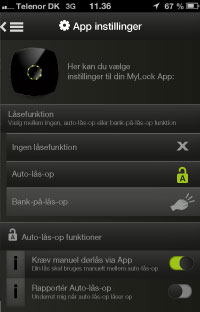 App -indstillinger -Auto -unlock -screen